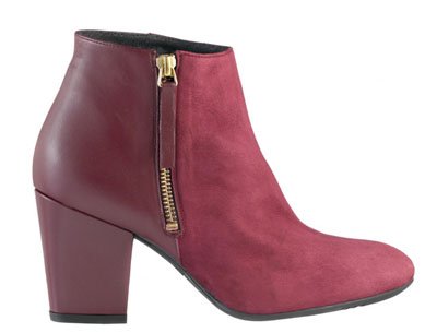 Botin de piel y gamuza color burdeos de Gloria Ortiz